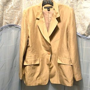 100% SILK JOSEPHINE CHAUS GOLD BLAZER SZ 14